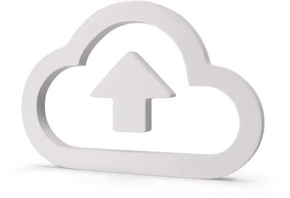 A white cloud sign with up arrow