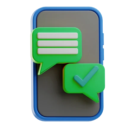 a cell phone with green and white chat bubbles