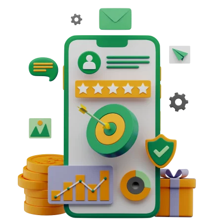 a cellphone with various icons