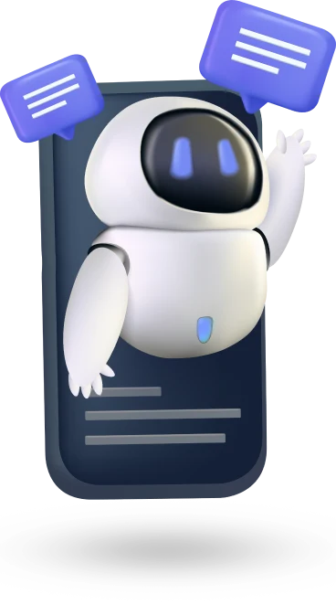 a cartoon robot on a cellphone